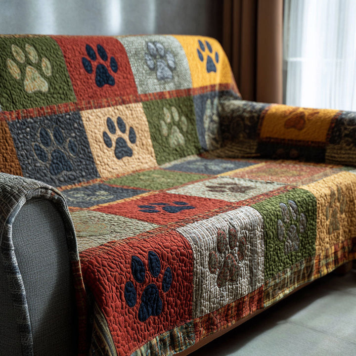 Paw Patchwork Quilted Sofa Cover