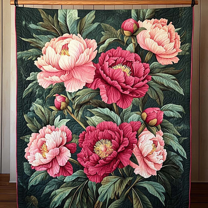 Peony Art Quilt Wall Hanging