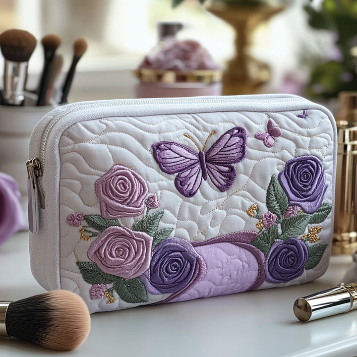 Violet Elegance Quilted Makeup Bag
