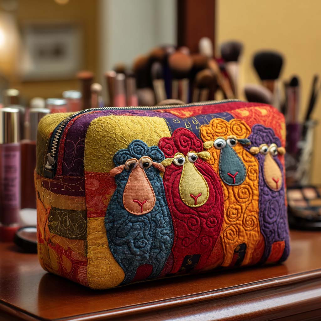 Sheep Collection Quilted Makeup Bag