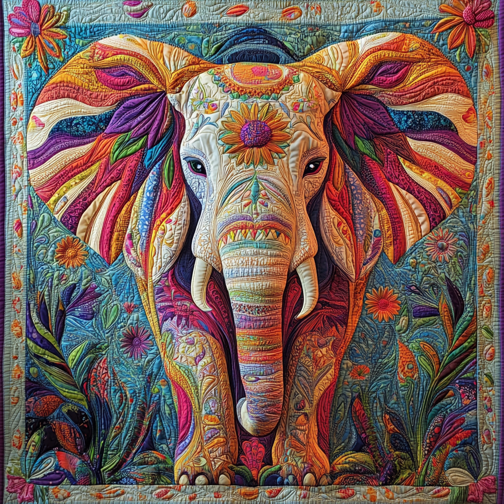 Royal Elephant Quilted Blanket