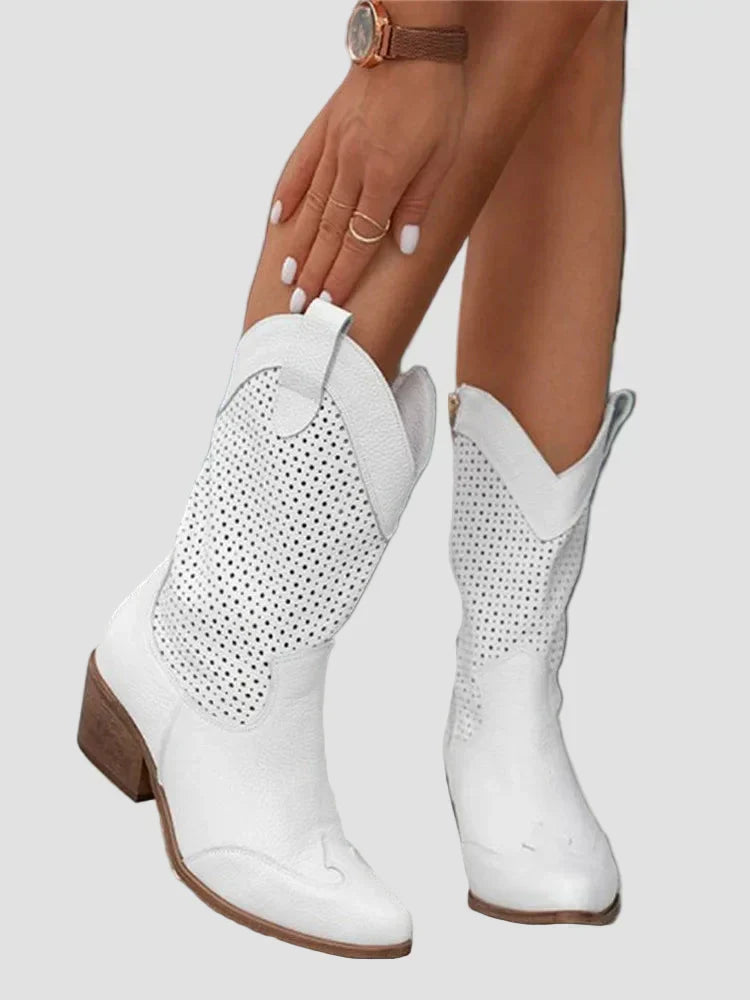 Orla - Perforated Western Boots