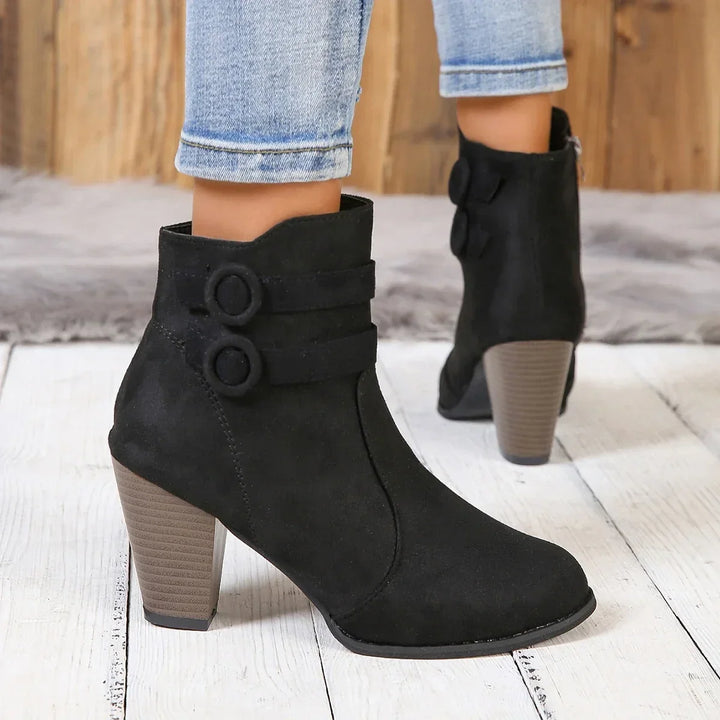 Lorna - Suede Double Strap Ankle Boots