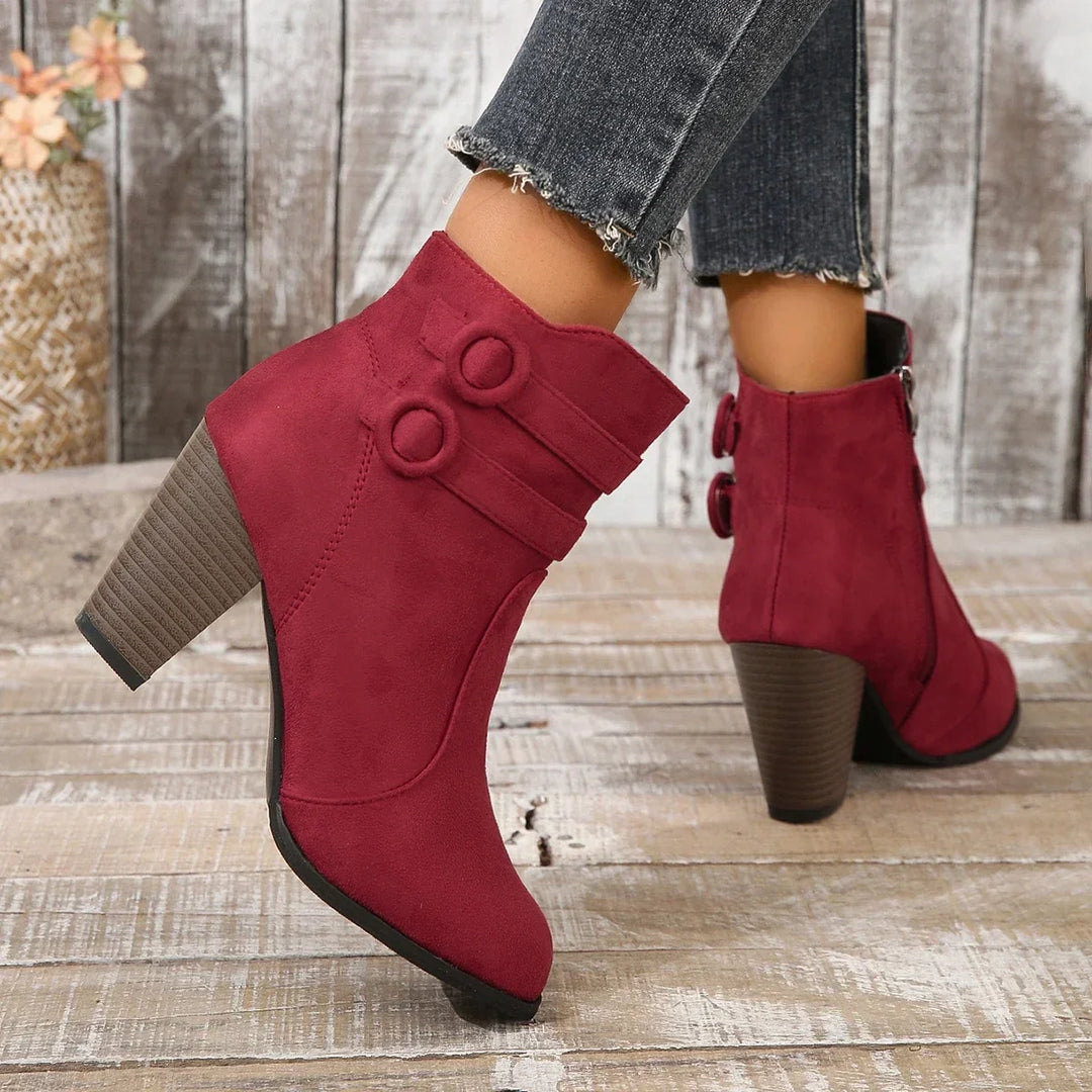 Lorna - Suede Double Strap Ankle Boots
