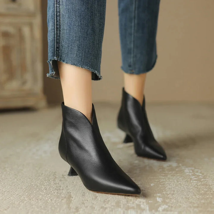Juliet - Kitten Heel Leather Boots
