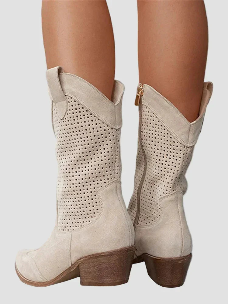 Orla - Perforated Western Boots