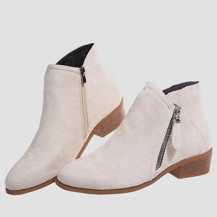 Lark - Block Heel Leather Ankle Boots