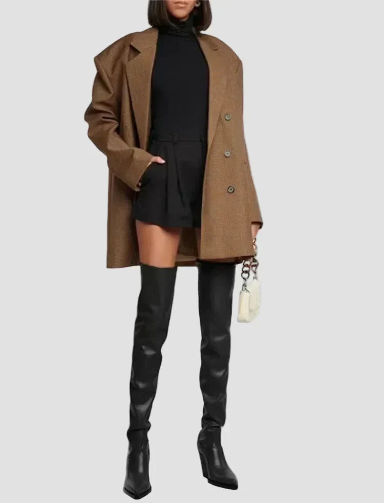 Yasmin - Faux Leather Over-the-Knee Heeled Boots