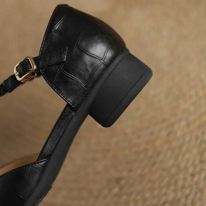 Clementine - Crocodile-Effect Mary Jane Flats