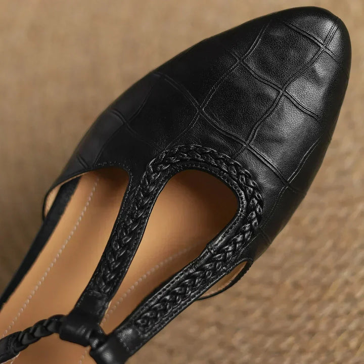 Clementine - Crocodile-Effect Mary Jane Flats