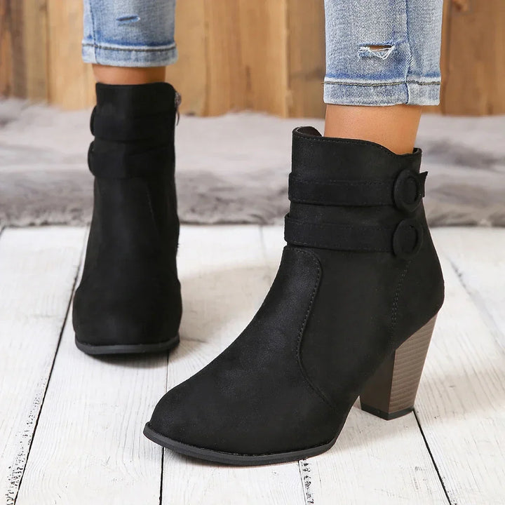 Lorna - Suede Double Strap Ankle Boots
