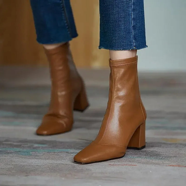 Raina - Square Toe Suede Boots