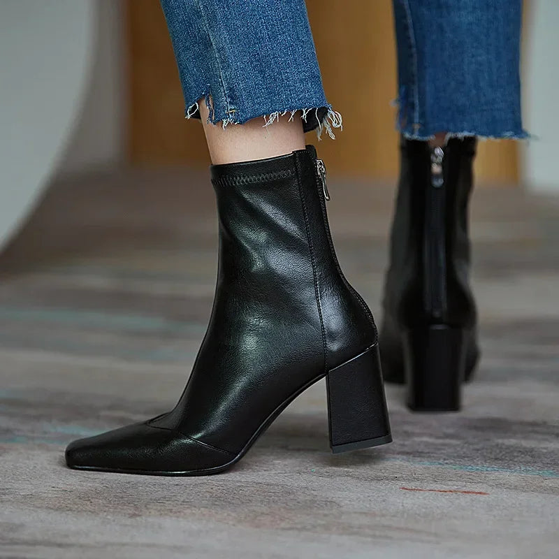 Raina - Square Toe Suede Boots