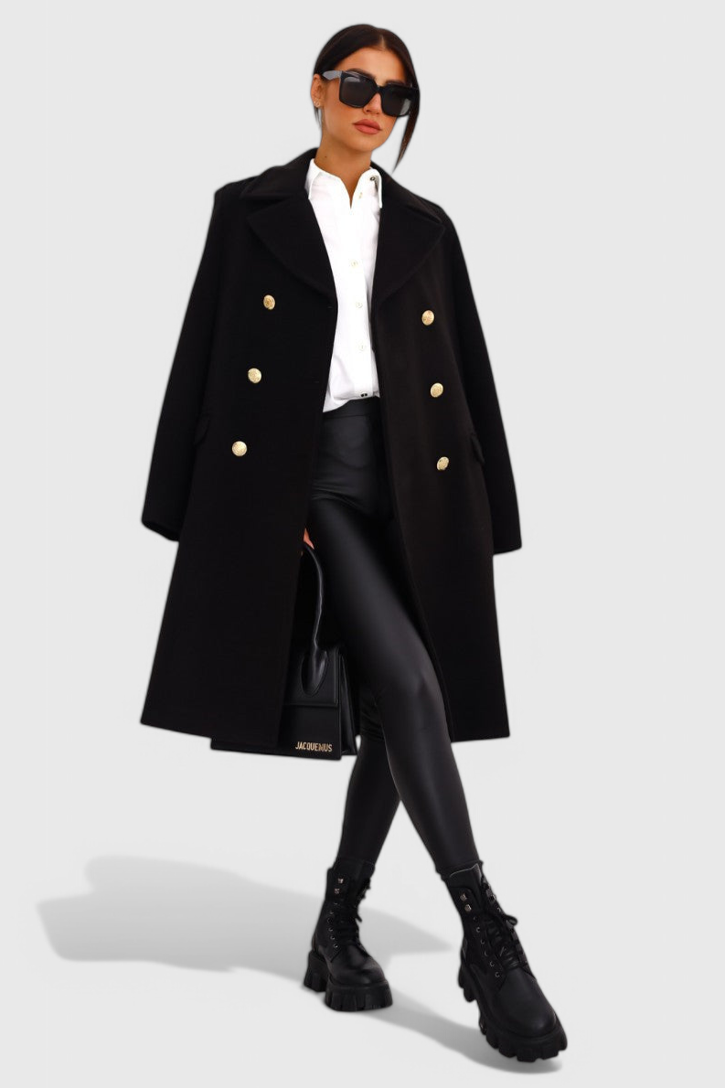 Ava - Classic Double-Breasted Wool-Blend Coat