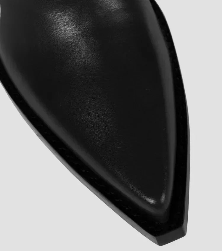 Yasmin - Faux Leather Over-the-Knee Heeled Boots