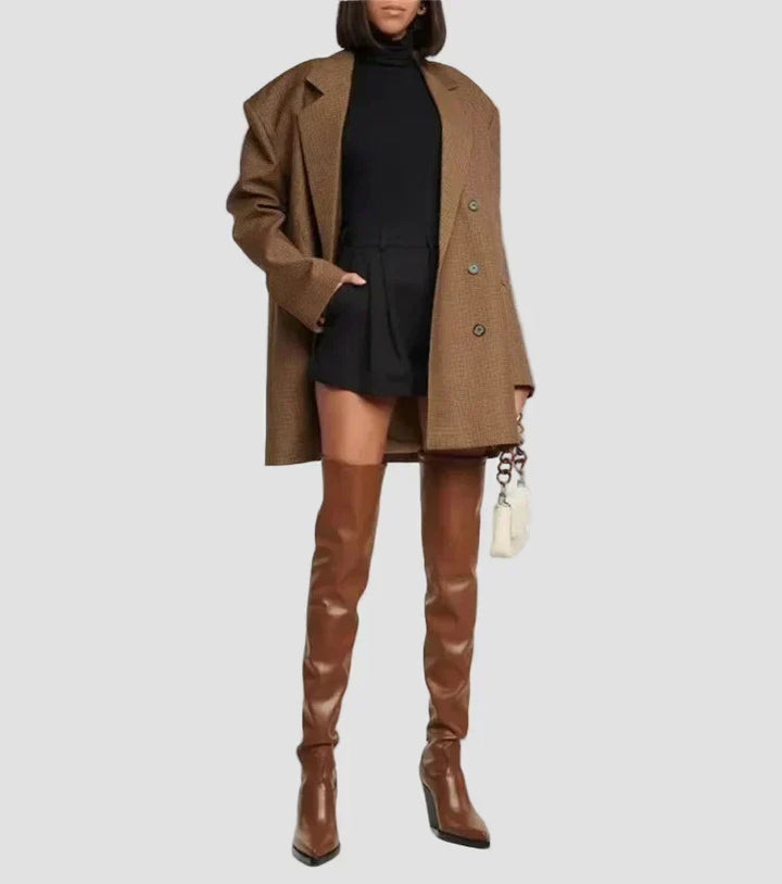 Yasmin - Faux Leather Over-the-Knee Heeled Boots