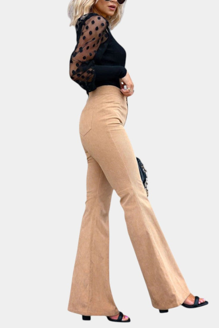 Lina - Velvet Wide-Leg High-Waist Pants