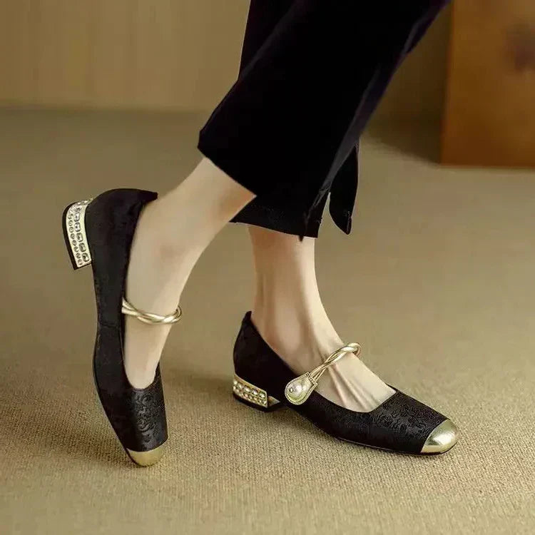 Rose - Pearl Detail Mary Jane Shoes