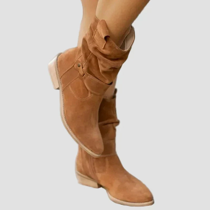 Freya - Classic Suede Western Ankle Boots