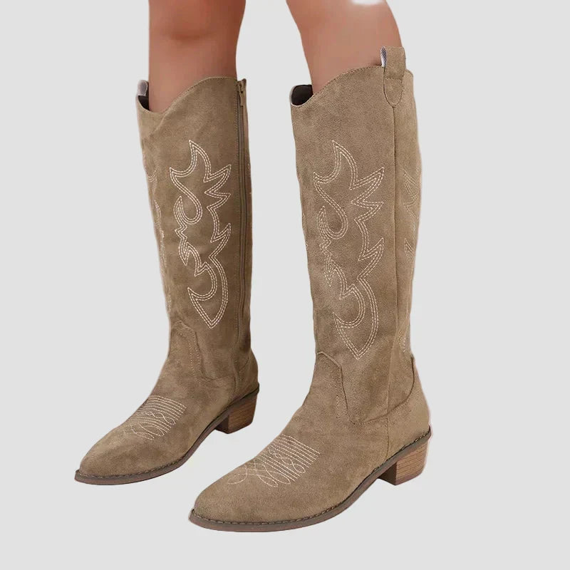 Vivian - Suede Cowboy Western Boots