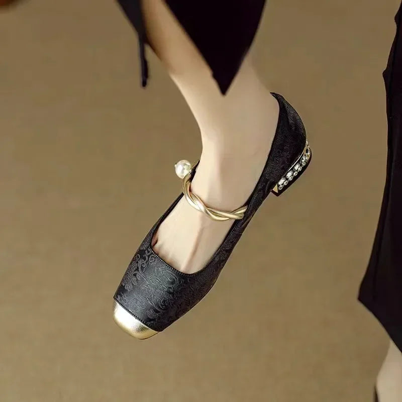 Rose - Pearl Detail Mary Jane Shoes