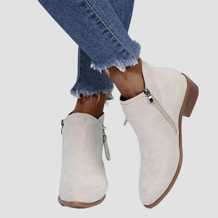 Lark - Block Heel Leather Ankle Boots