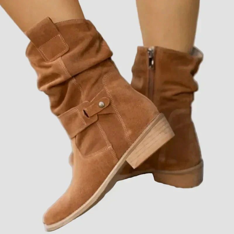 Freya - Classic Suede Western Ankle Boots