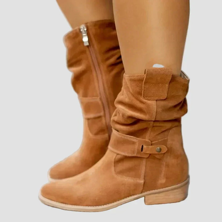 Freya - Classic Suede Western Ankle Boots