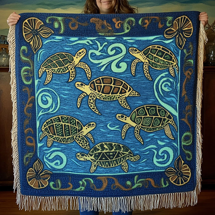 Sacred Sea Turtle Woven Blanket