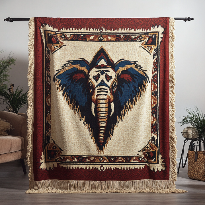 Sacred Trunk Elephant Woven Blanket