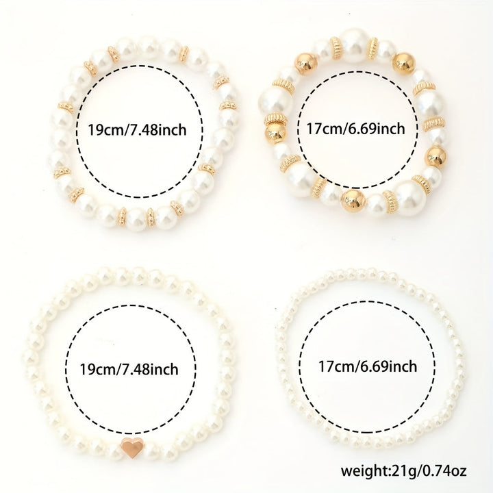 Annette - Pearl Heart Bracelet Set