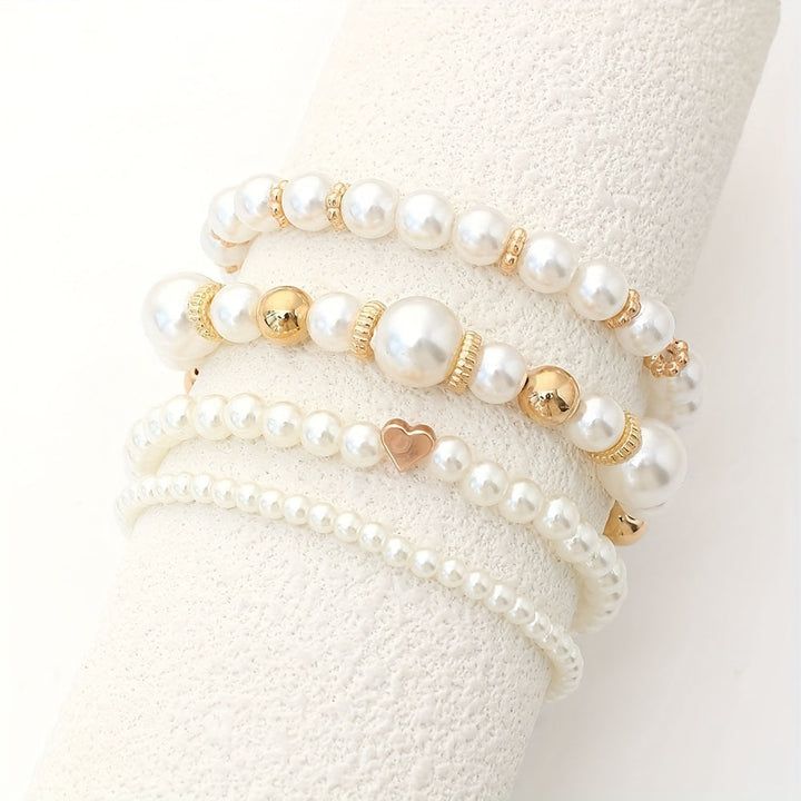 Annette - Pearl Heart Bracelet Set