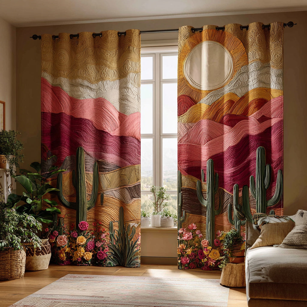 Canyon Saguaro Quilted Curtains