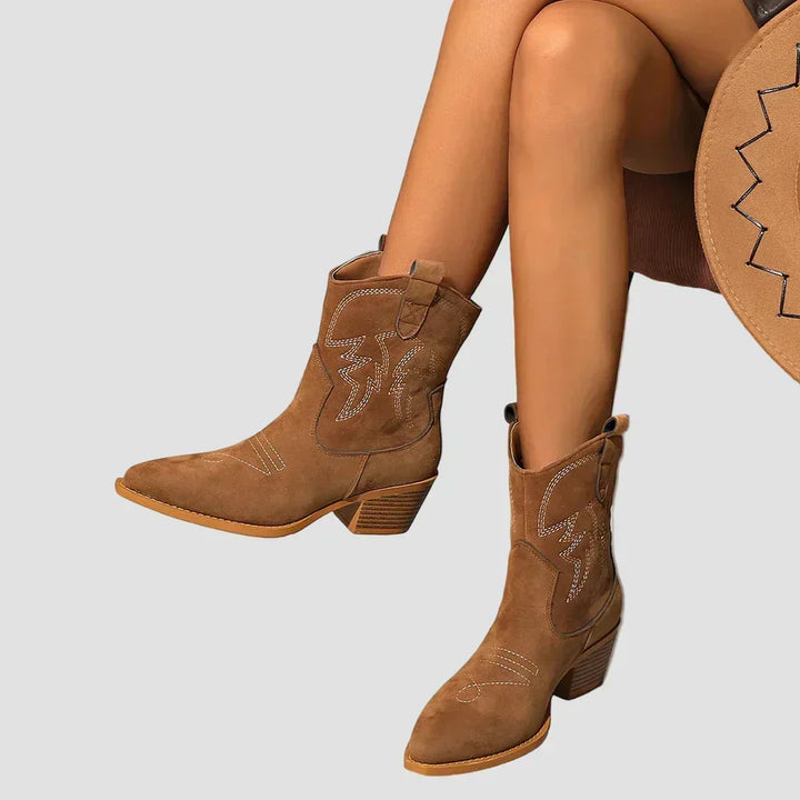 Kelsey - Embroidered Western Ankle Boots