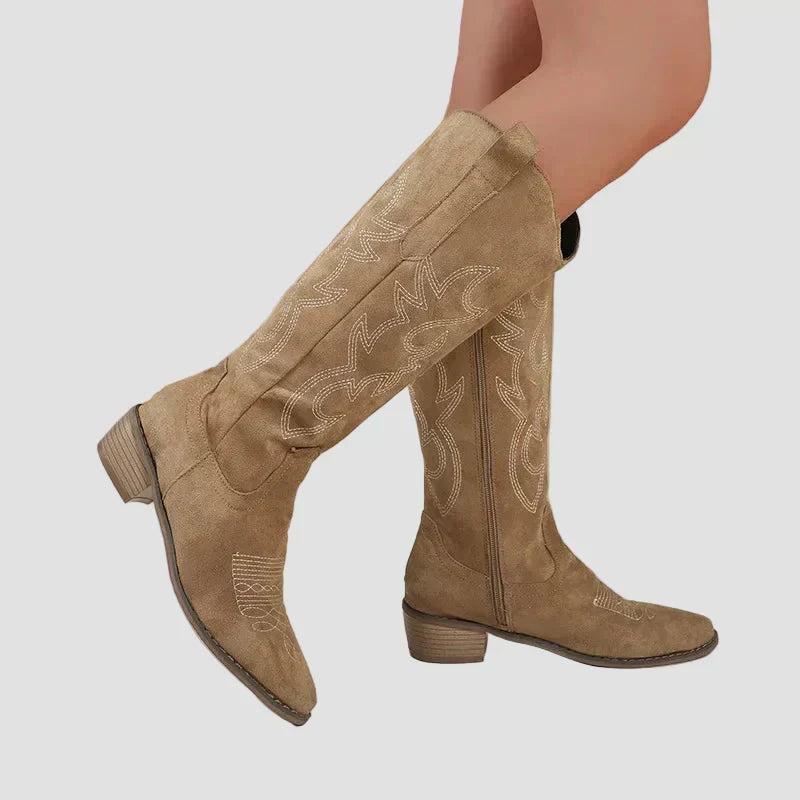 Vivian - Suede Cowboy Western Boots