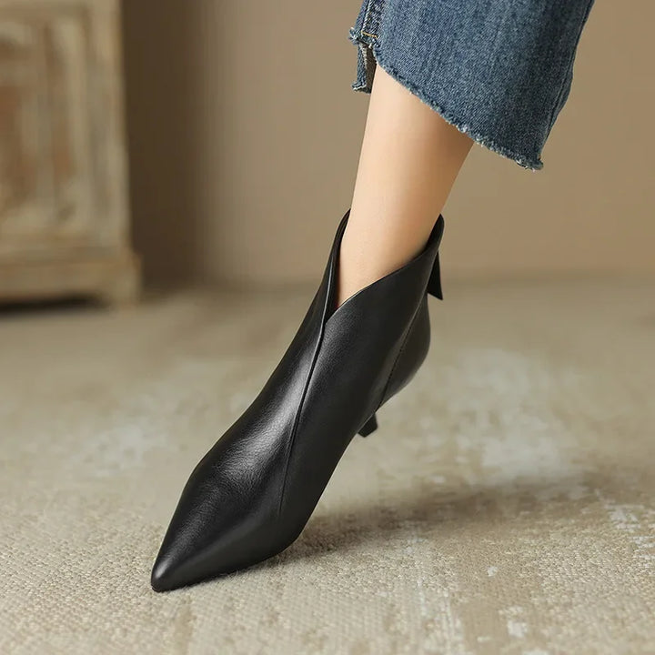 Juliet - Kitten Heel Leather Boots