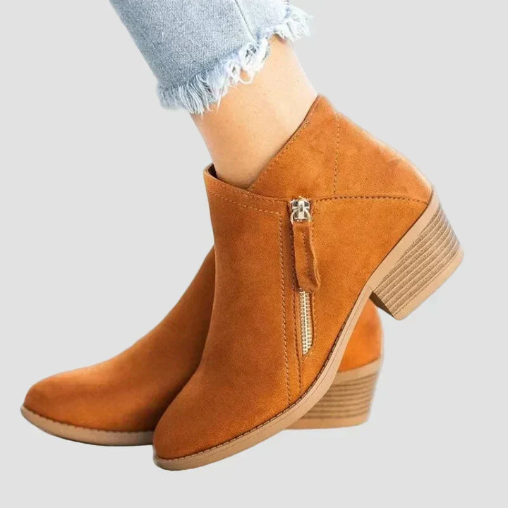 Lark - Block Heel Leather Ankle Boots