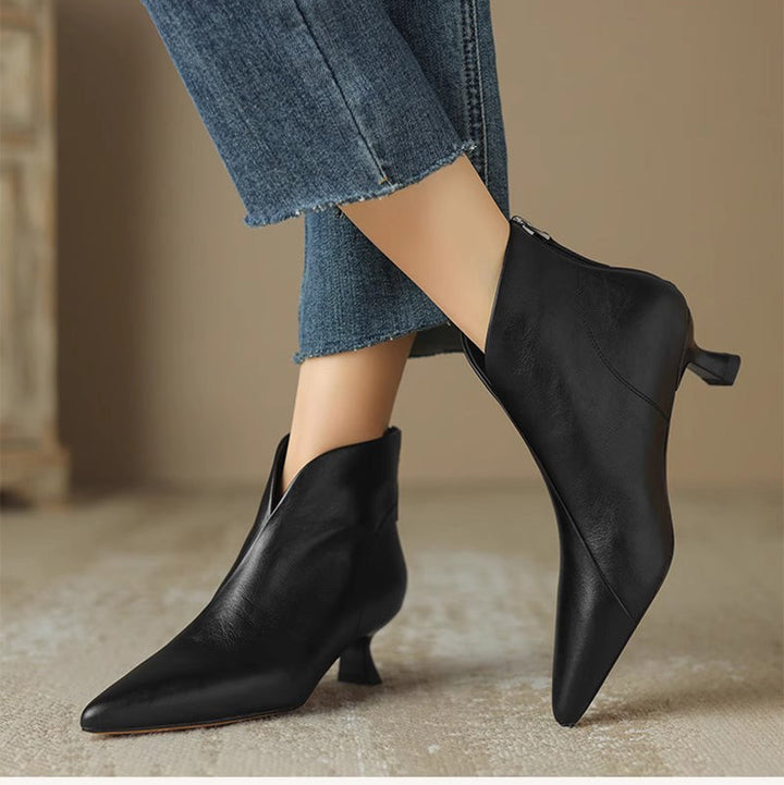 Juliet - Kitten Heel Leather Boots