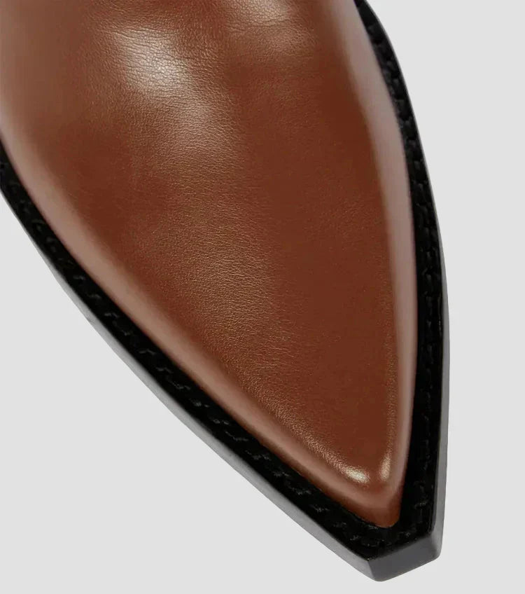 Yasmin - Faux Leather Over-the-Knee Heeled Boots