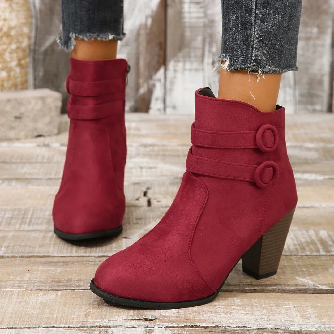 Lorna - Suede Double Strap Ankle Boots