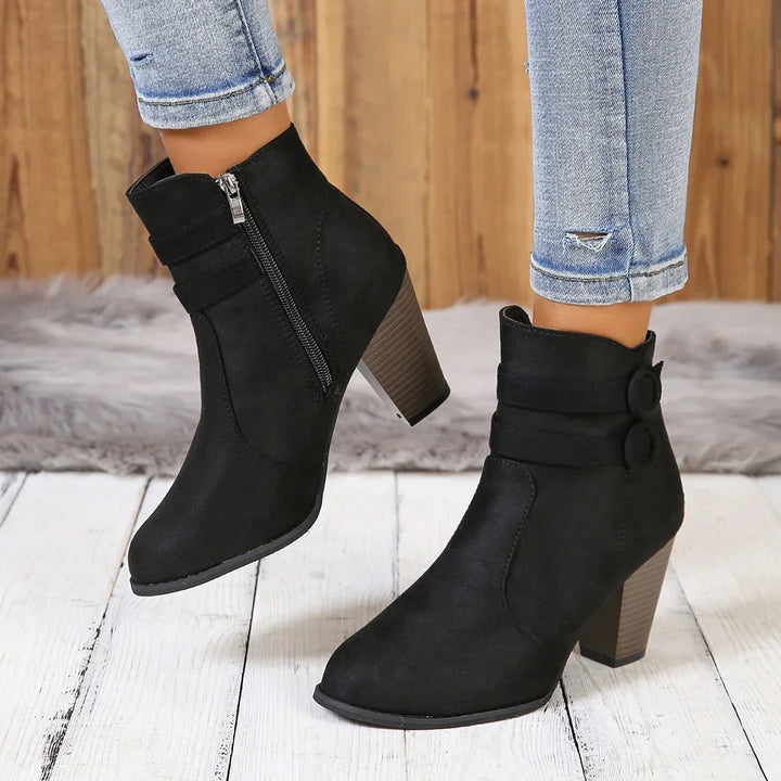 Lorna - Suede Double Strap Ankle Boots