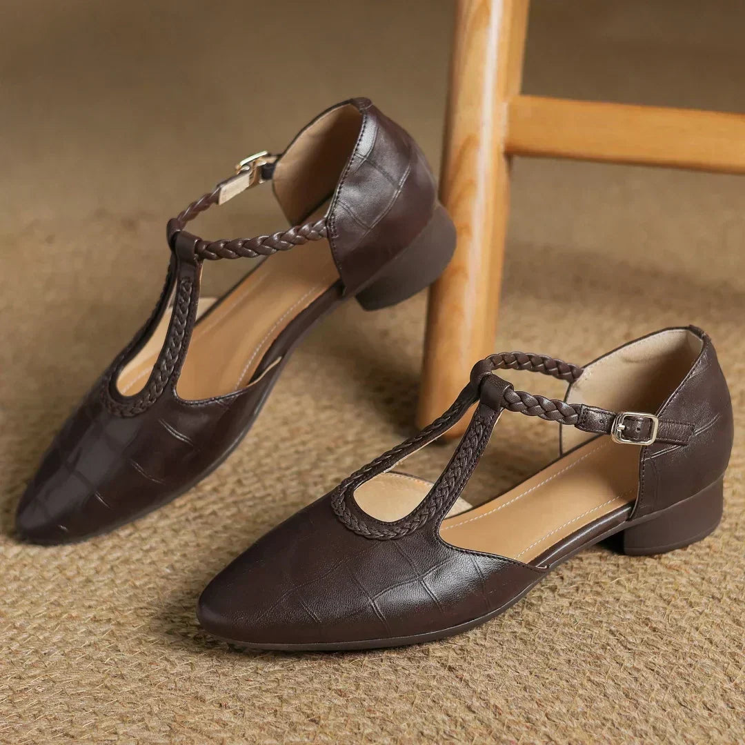 Clementine - Crocodile-Effect Mary Jane Flats