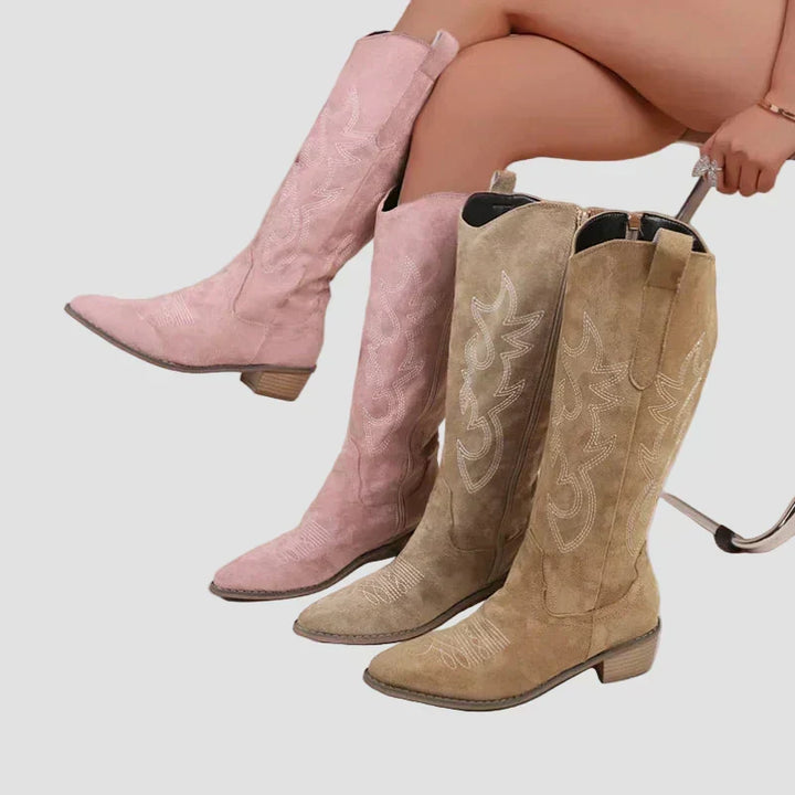 Vivian - Suede Cowboy Western Boots