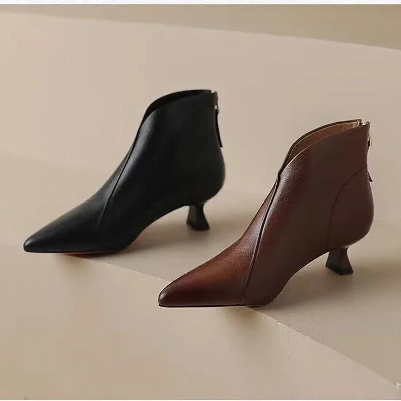 Juliet - Kitten Heel Leather Boots