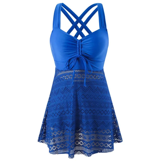 Carla - Swimsuit with Crochet Skirt and Wrap Neckline