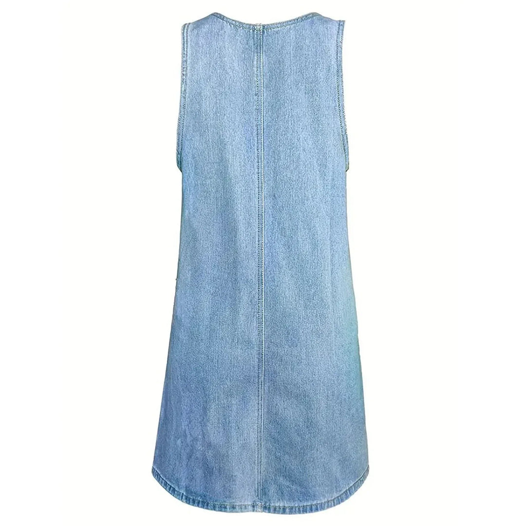 Eterna - Sleeveless Gathered Denim Dress