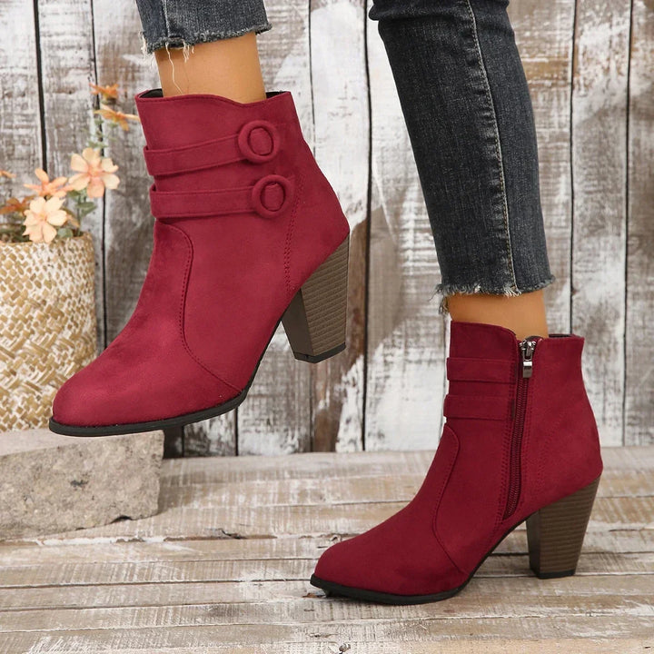 Lorna - Suede Double Strap Ankle Boots