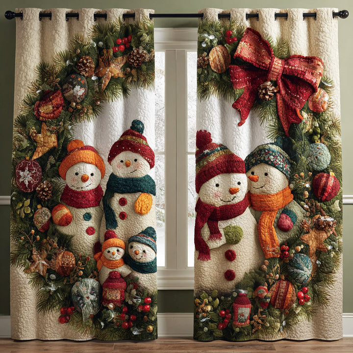 Winter Snowman Quilted Curtains