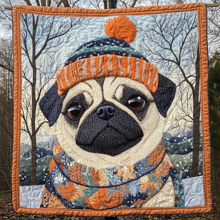 Cuddly Pug Love Quilted Blanket