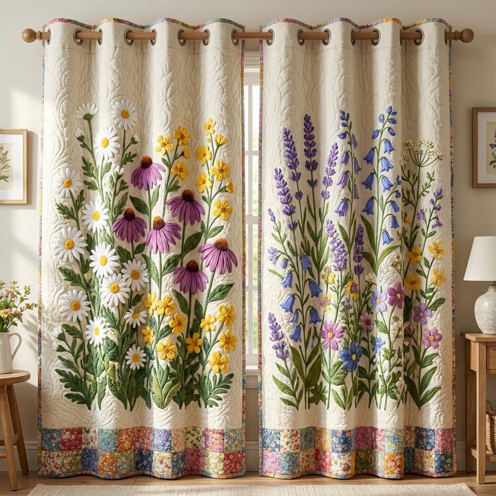 Soft Bloom Quilted Curtains